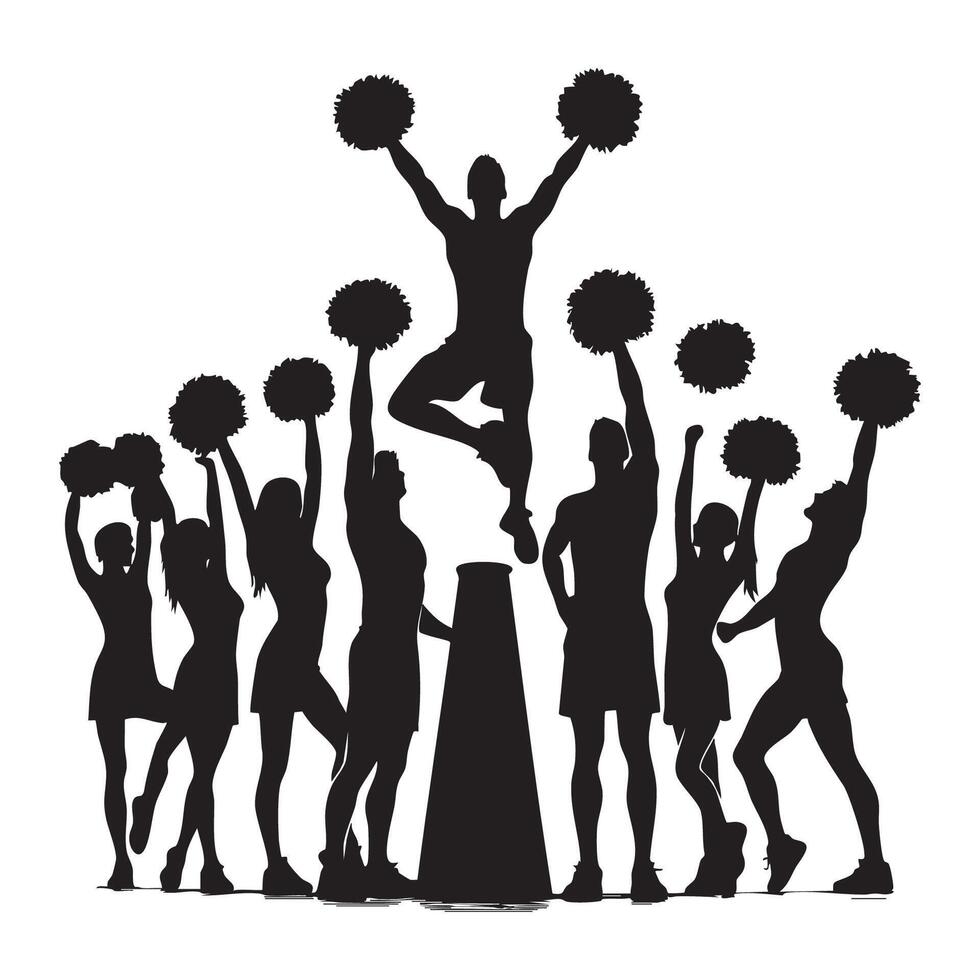 Ensemble of cheer silhouettes on a white backdrop vector