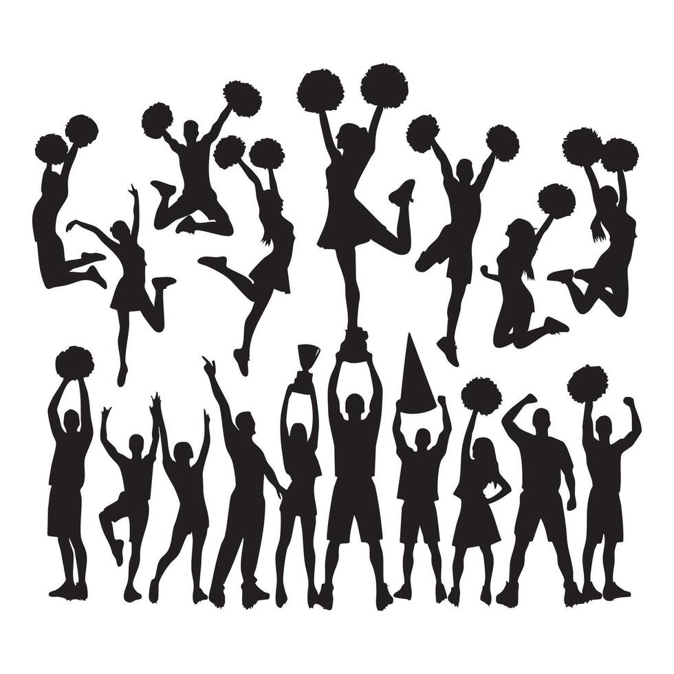 Set of cheer silhouette on white background vector