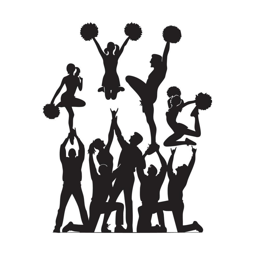 Ensemble of cheer silhouettes portrayed on a white background vector
