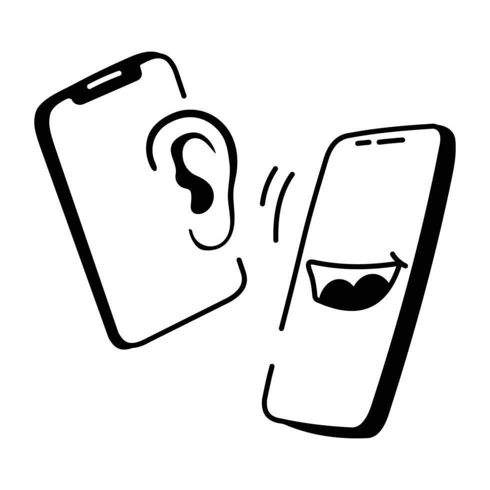 Doodle style icon of online audio chat vector
