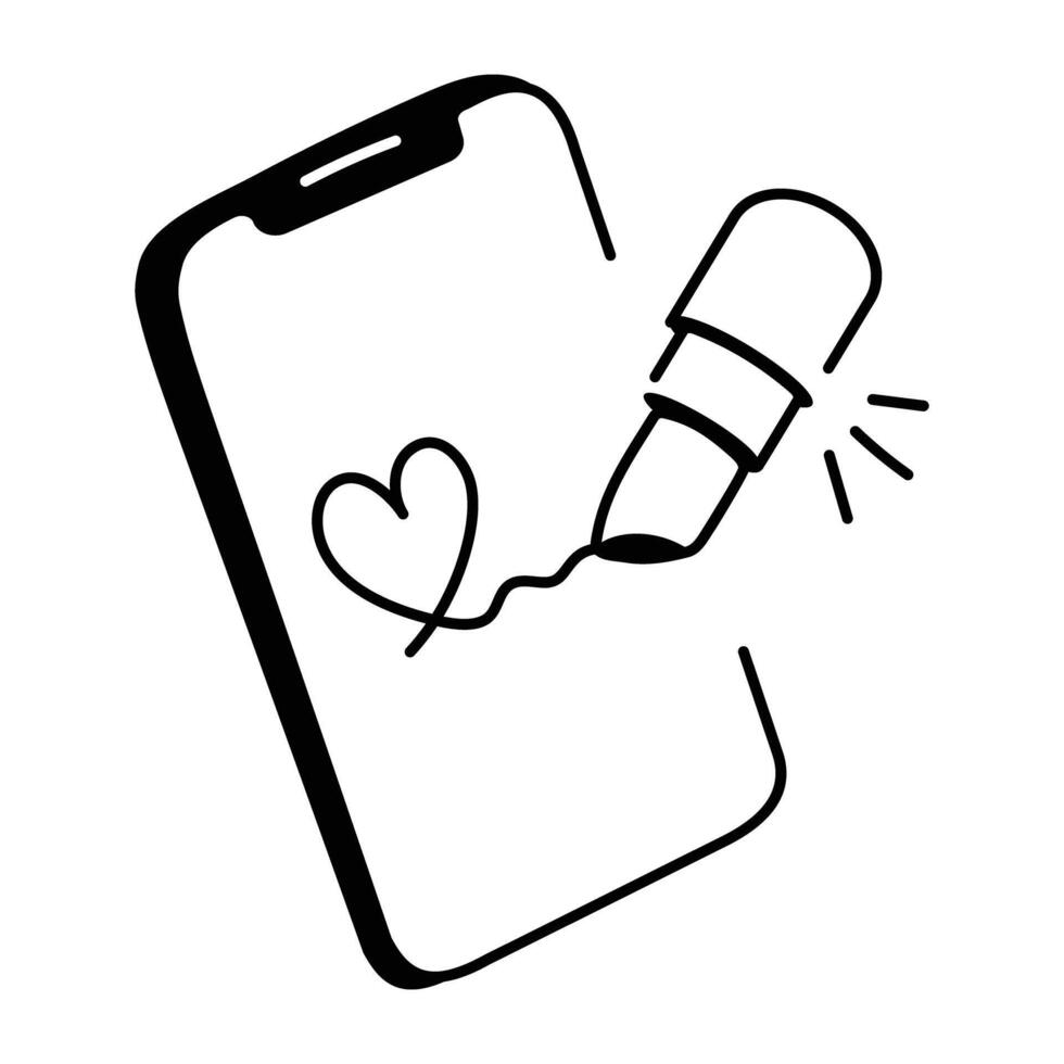Doodle style icon of beauty app vector