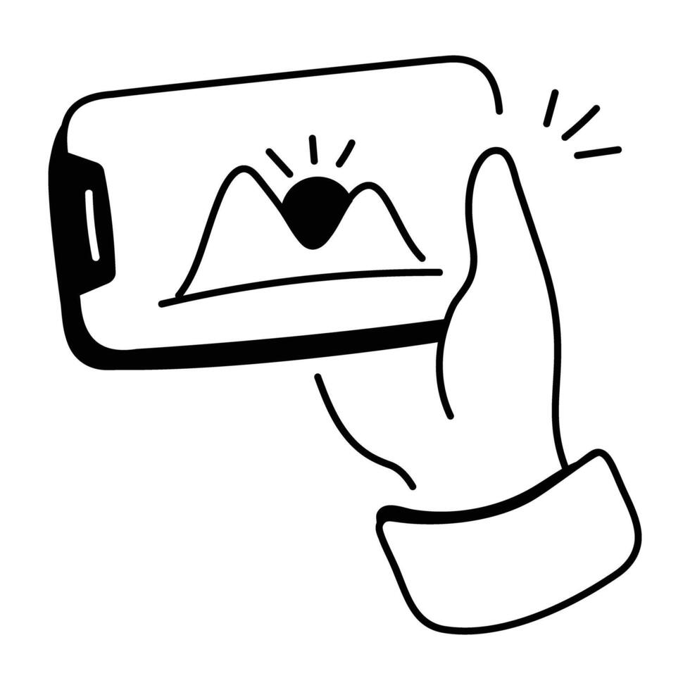 Doodle style icon of mobile gallery vector