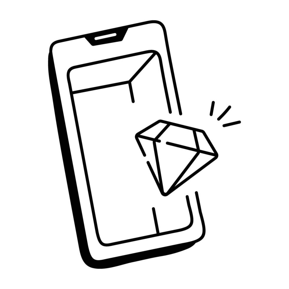 Hand drawn icon of mobile premium service vector