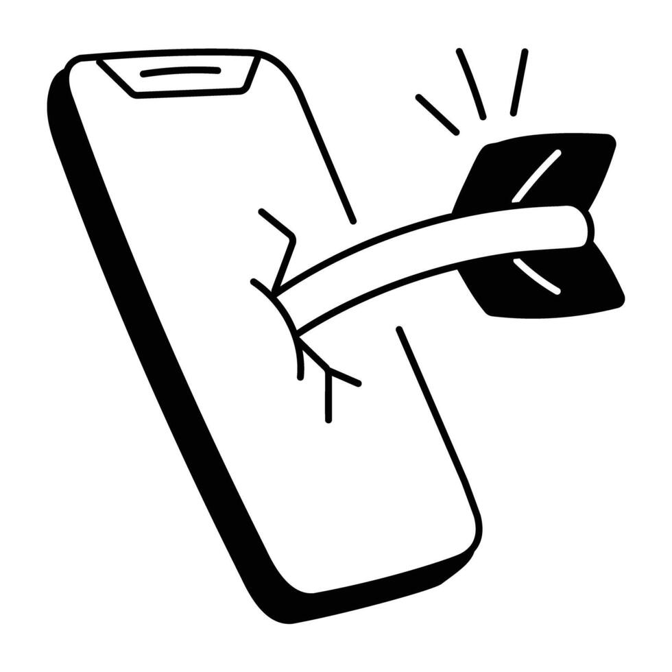 A doodle icon of online target vector
