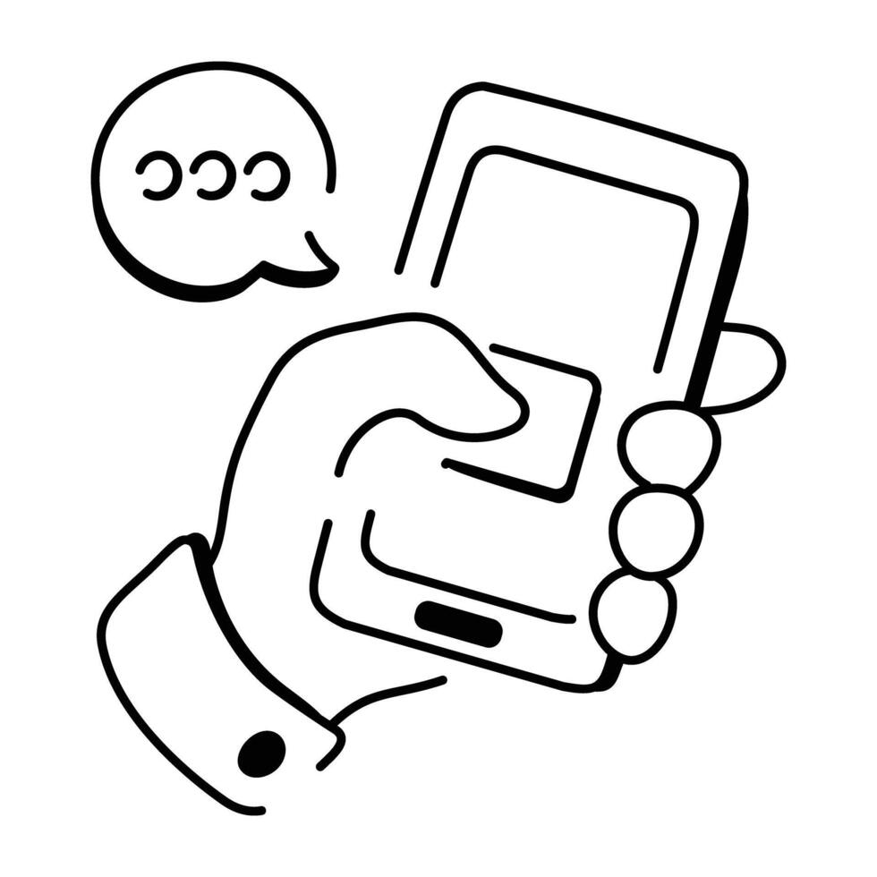 Mobile chat hand drawn style icon vector