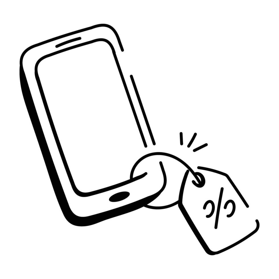 Doodle style icon of online sale vector