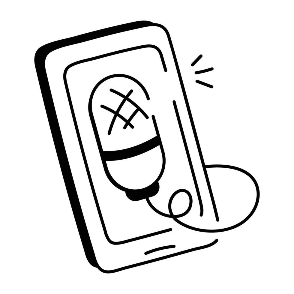 Drawing style icon of mobile recording vector