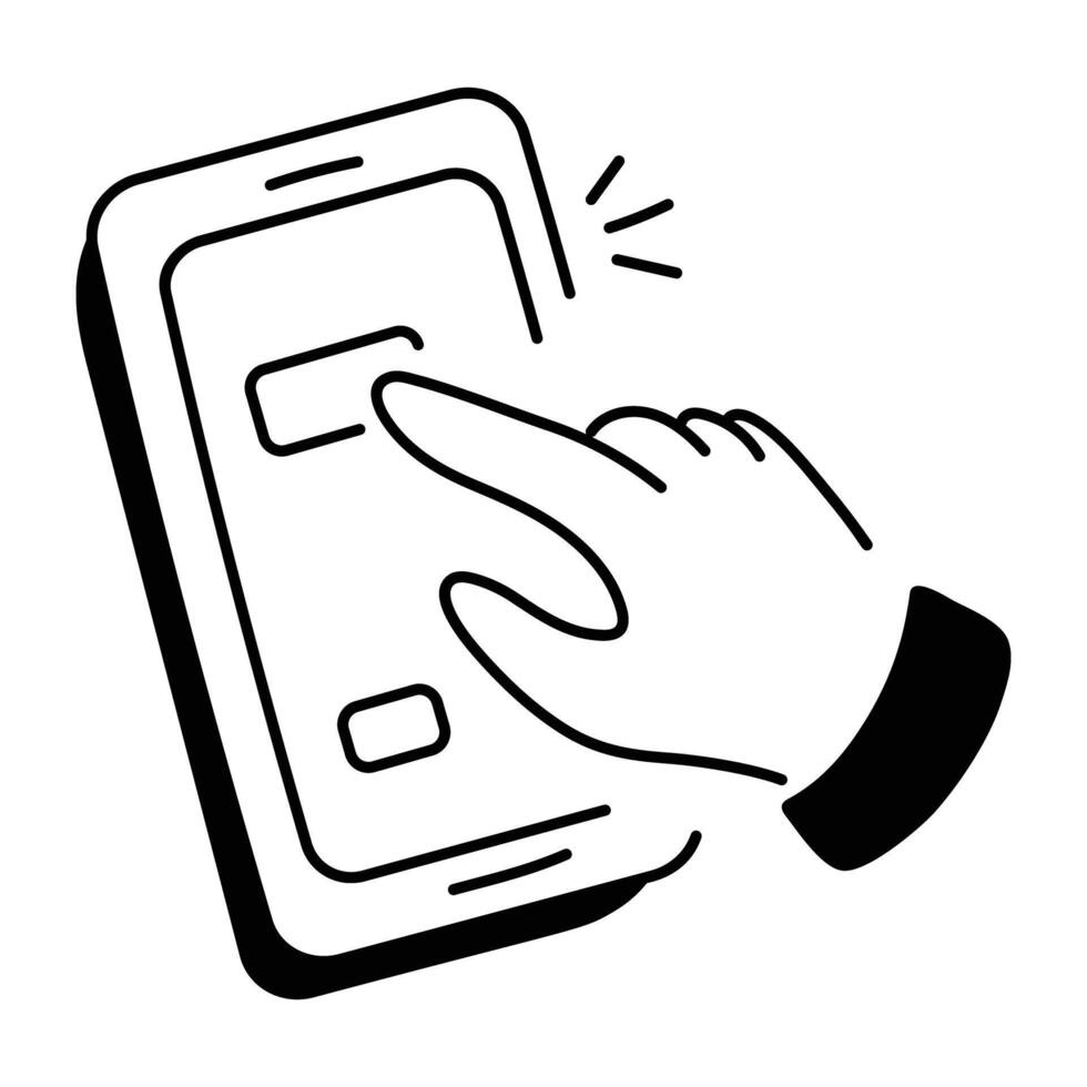 Sketchy style icon of mobile interface touch vector