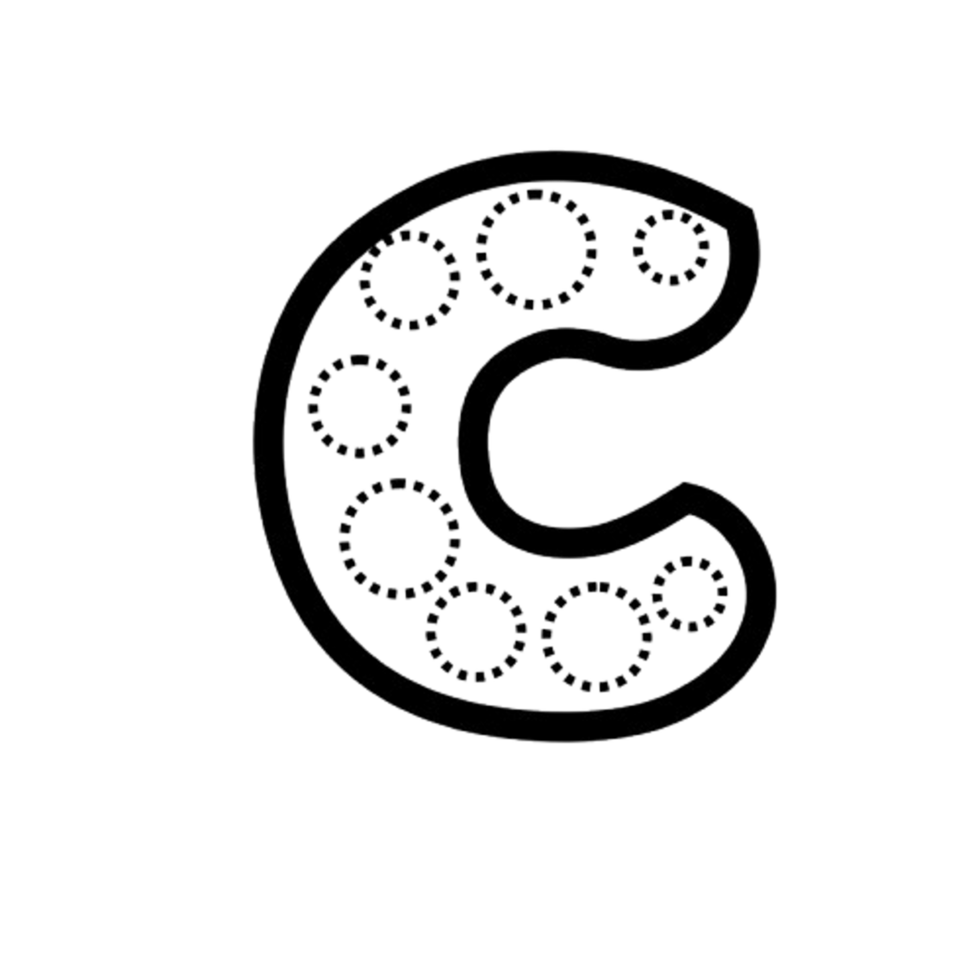 the letter c in black and white on a transparent background png