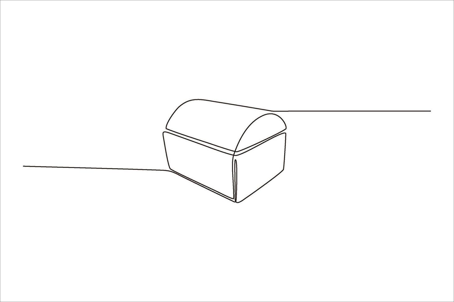 A simple line drawing of a small, rounded-top box with a lid. vector