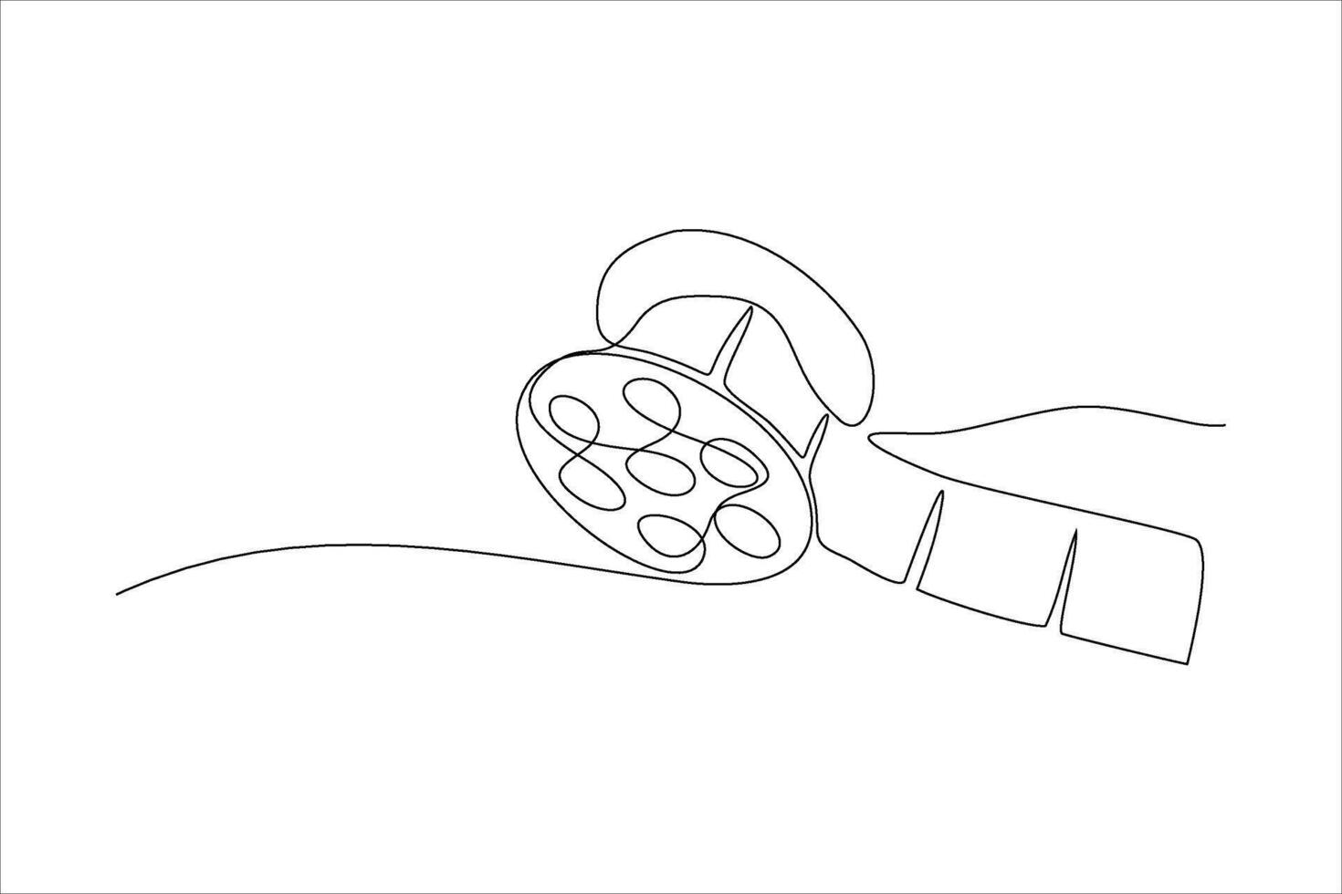A continuous line drawing of a revolver, emphasizing its shape and design. vector