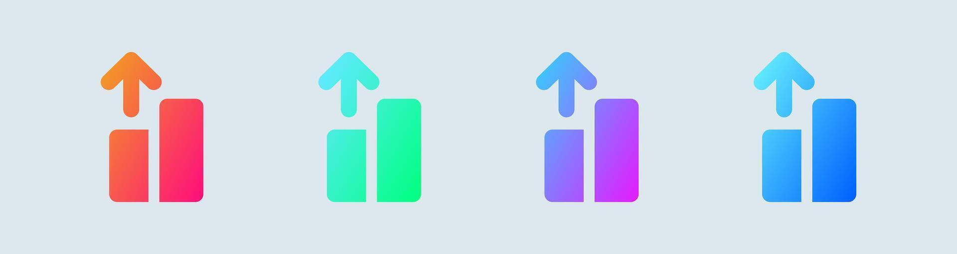 Level up solid icon in gradient colors. Competition signs illustration. vector