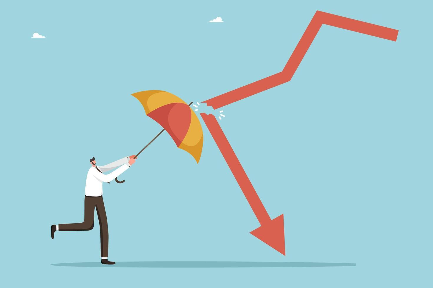 Man protects with umbrella from arrow vector