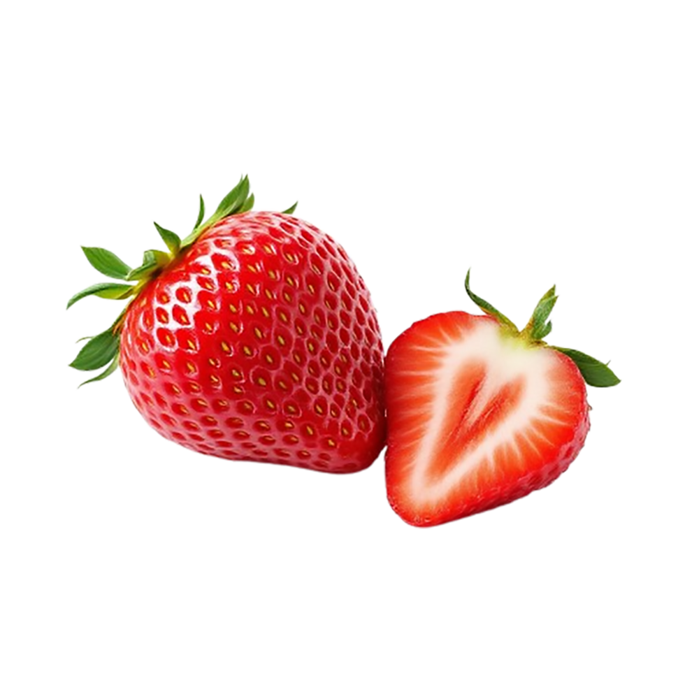 Whole and Sliced Strawberry on Transparent Background png