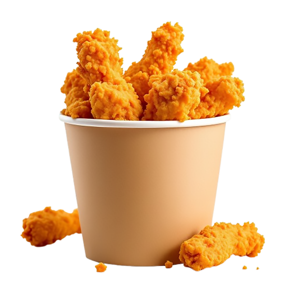 Bucket of Crispy Chicken on Transparent Background png