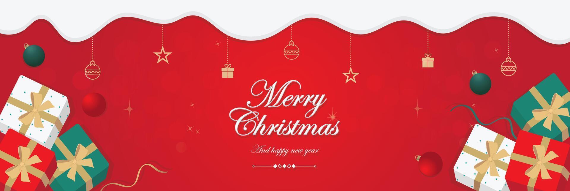 Christmas and New Year banner background for website, social media vector