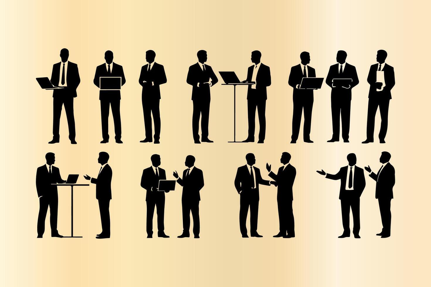 Group of businessman silhouette vector
