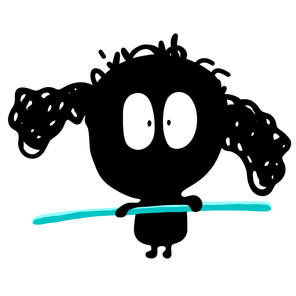 Cute girl character design - Carbon Girl - grab a stick and balancing png