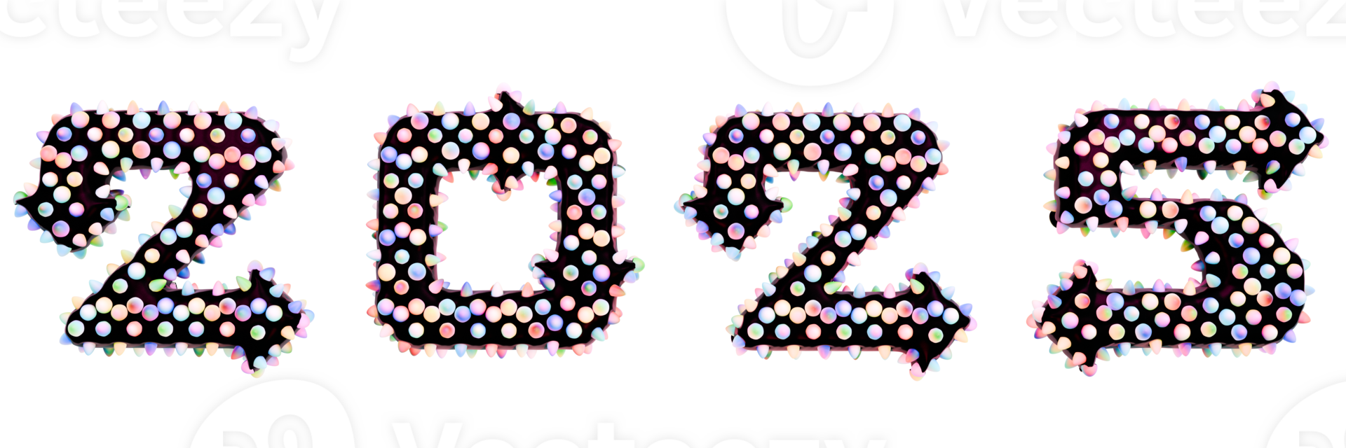 3D number 2025 piks colorful png