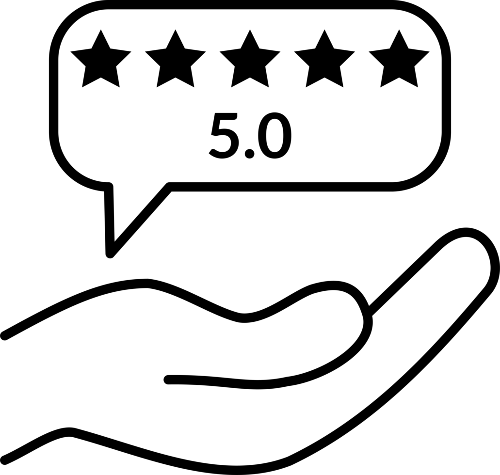 hand icon giving five star review png