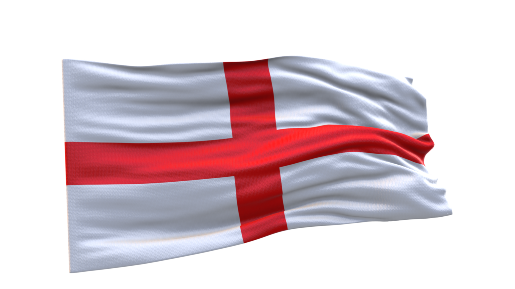 England Flag 3d render waving fabric textured clipart transparent background image png