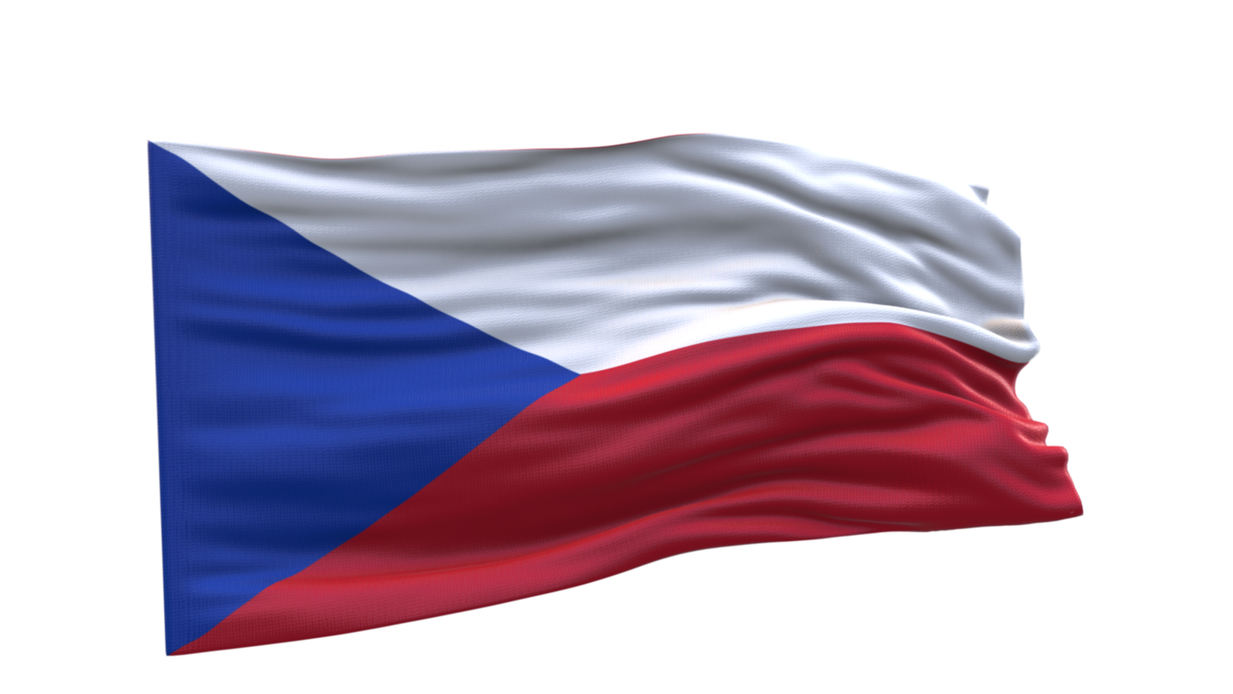 Czech Republic Flag, Czechia flag 3d render waving fabric textured clipart transparent background image png