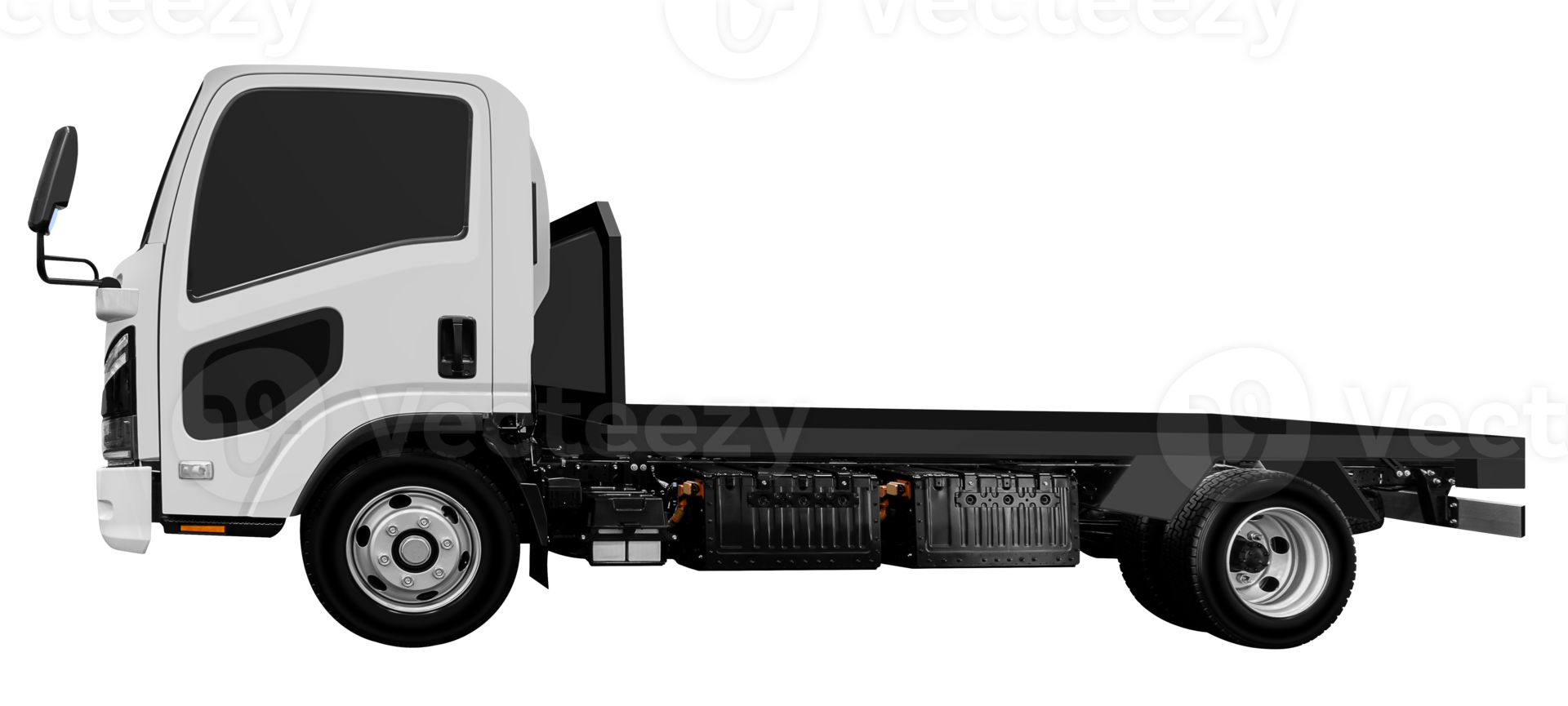 White truck with empty chassis png