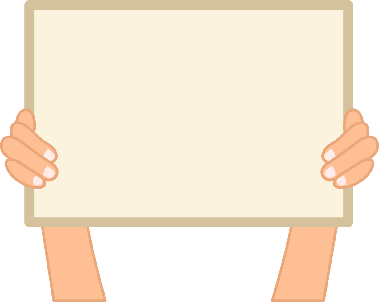 Paper banner in human hands or Blank board template for announcement or information board png