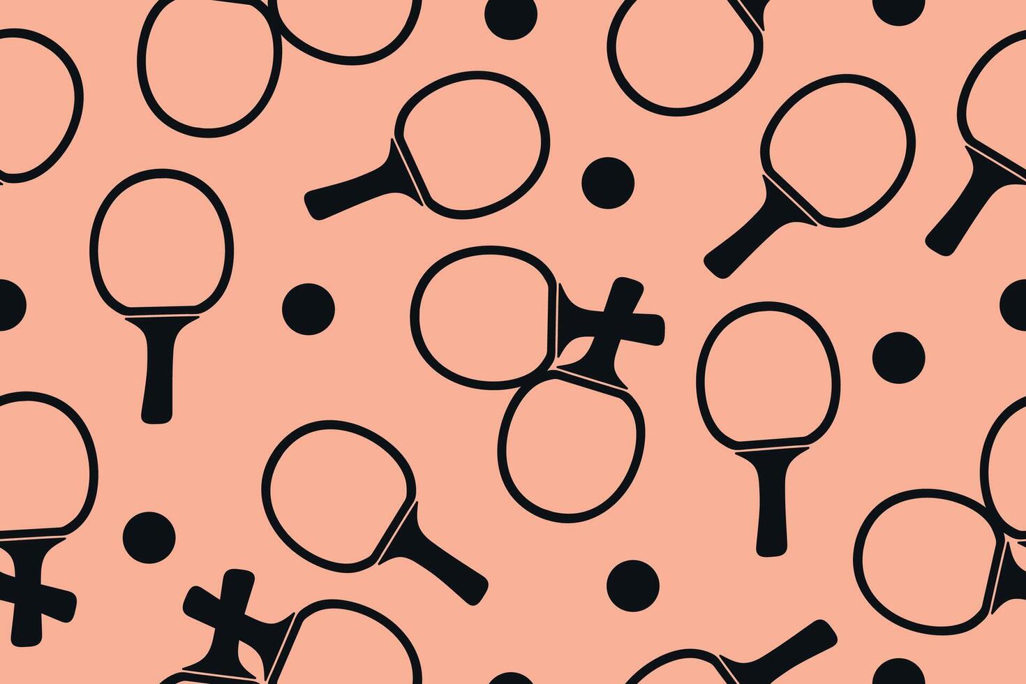 seamless pattern of flat black ping pong table tennis sport icon. Rackets and ball for playing table tennis pattern repeat seamless in black color for any design. vector