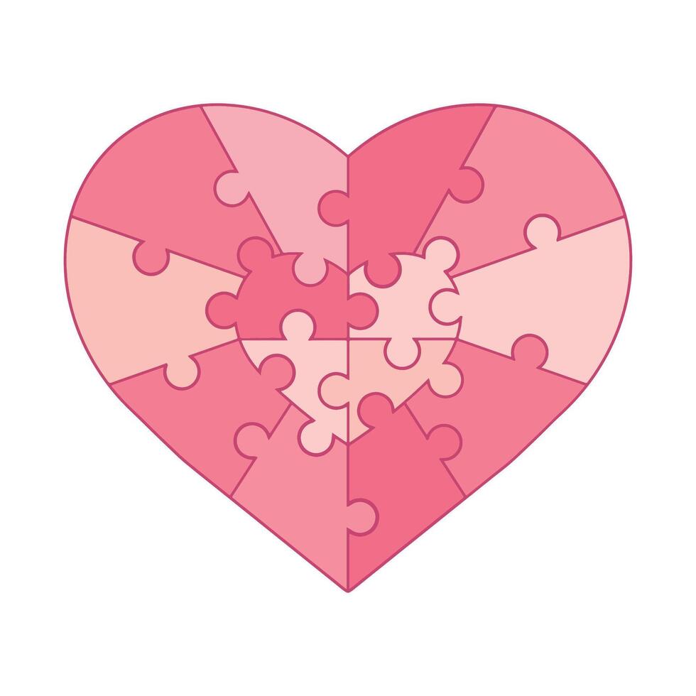 Heart shaped puzzle material. Heart, puzzle. Icon or symbol isolated on white background. Valentine's Day, love, romance and relationships. illustration vector