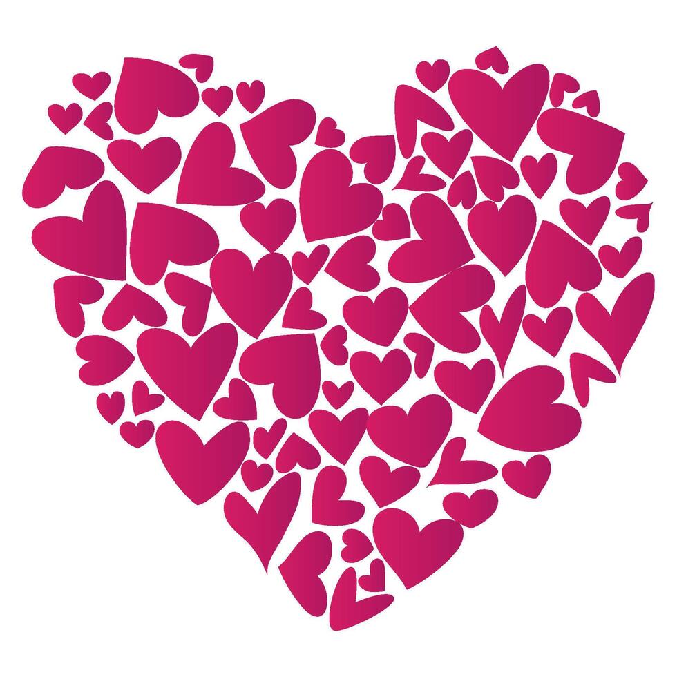 Heart, a symbol of love and Valentine s Day. A big heart made of small pink hearts. illustration vector