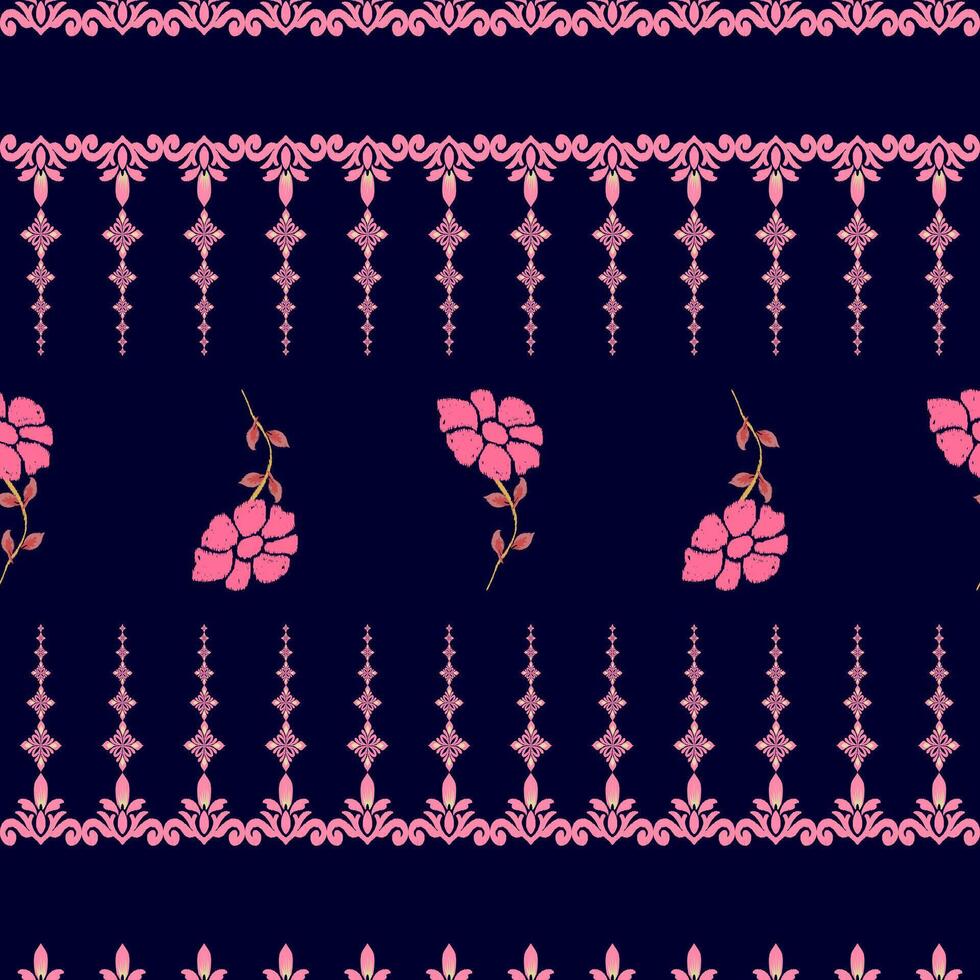 seamless geometric pattern with pink flowers vector
