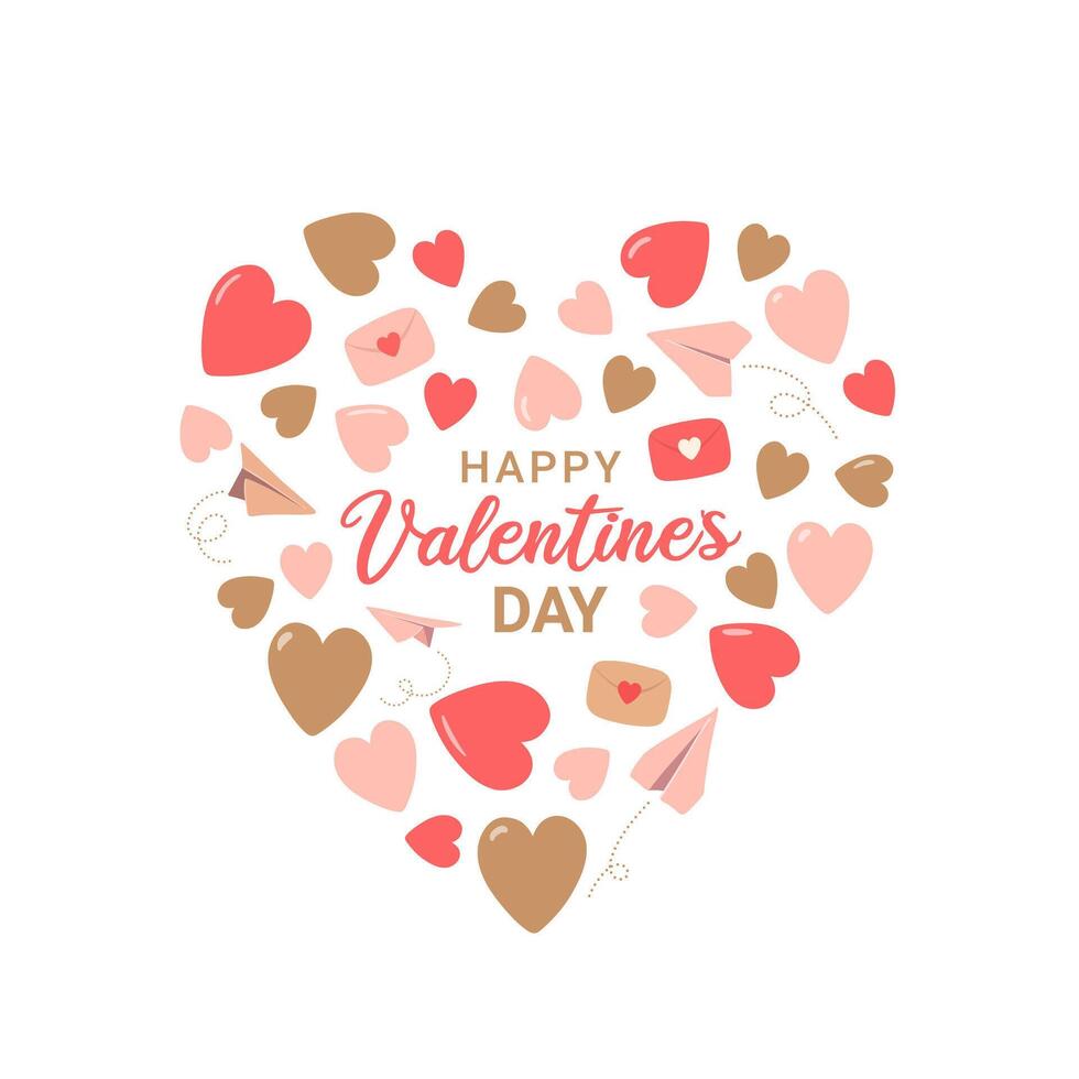 Illustration of hearts isolated on white background. Valentine's day card vector
