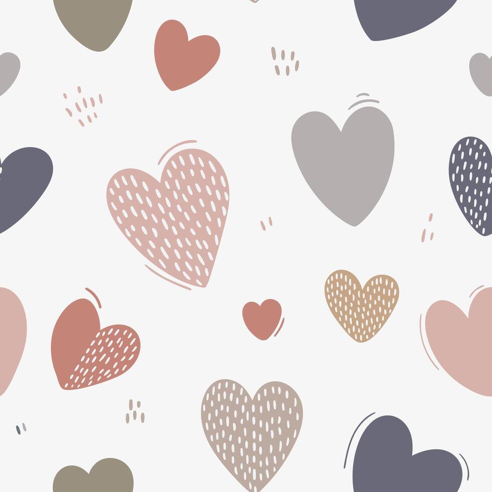 Seamless pattern of cute hearts. Decorative wallpaper. Background for Valentine's day vector