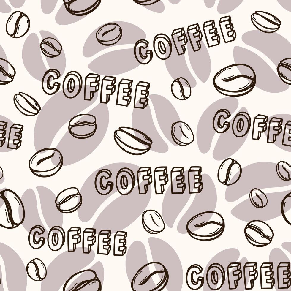 Seamless light pattern with line coffee bean vector