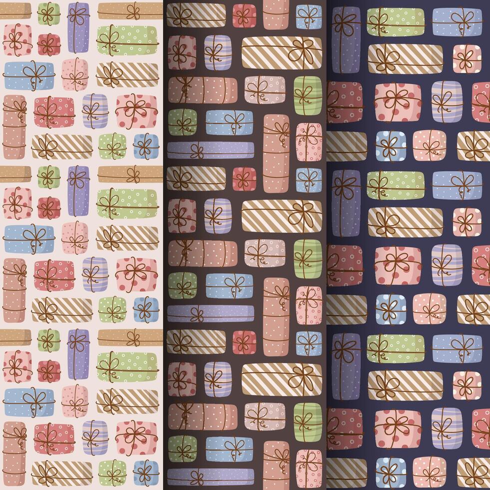 Seamless pattern of gift boxs. Colorful presents. Surprise vector