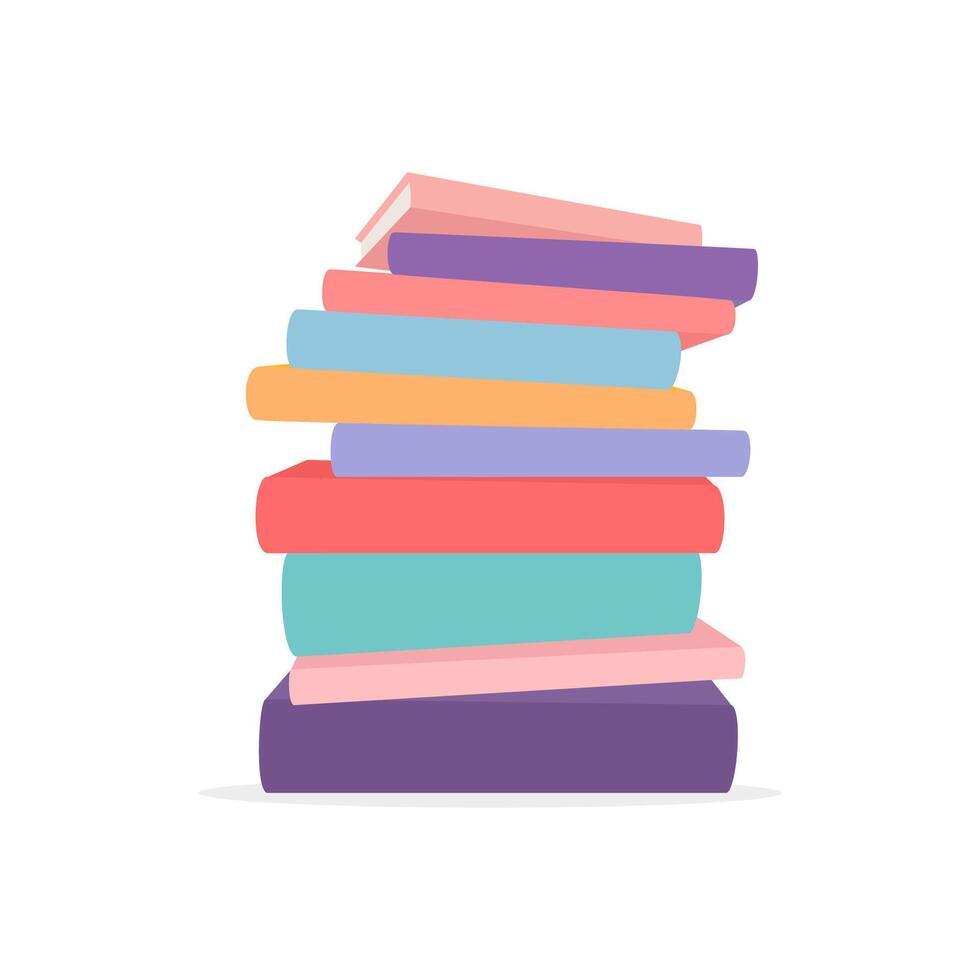 Stack of books. Pile of books isolated on white background. Colorful illustration vector