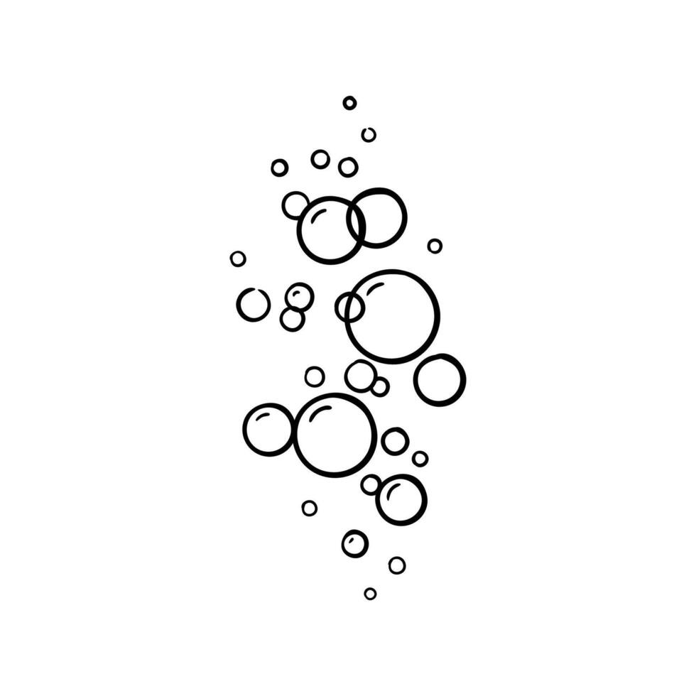 Line bubbles of fizzy drink isolated on white background. Doodle style vector