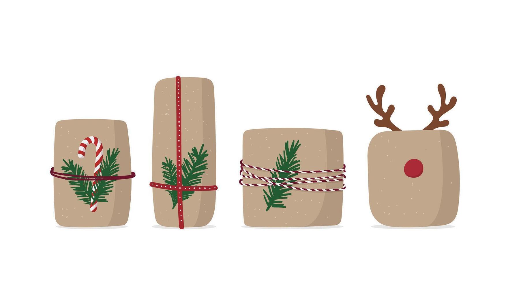 Set of gifts box. Christmas presents isolated on white background vector