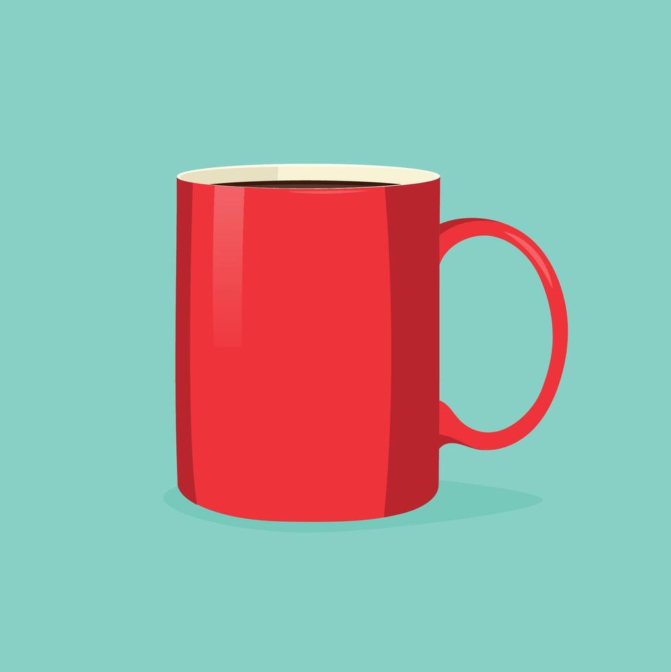 Red cup or mug of coffee or tea isolated on the blue background vector