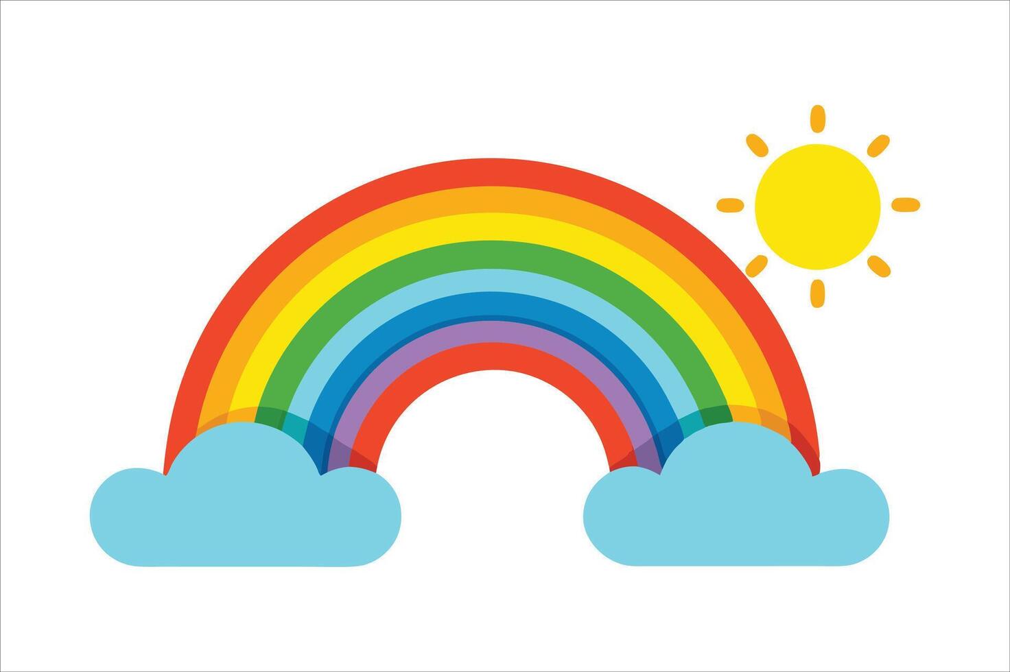 Sunshine, Clouds, and a Vivid Rainbow vector