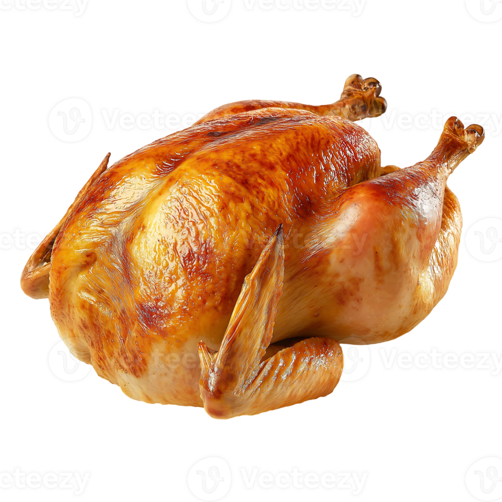 Golden-Brown Whole Roasted Chicken with Crispy Skin and Tied Legs A Culinary Delight for Food Enthusiasts Highlighting Perfectly Cooked, Appetizing Meal with Crispy Texture and Juicy Interior Ideal png