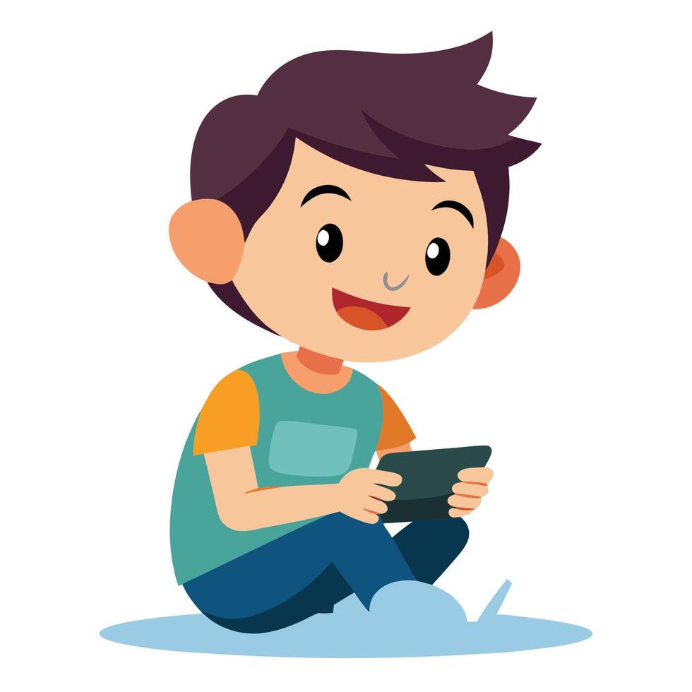 A Boy's Playtime Journey on white background vector