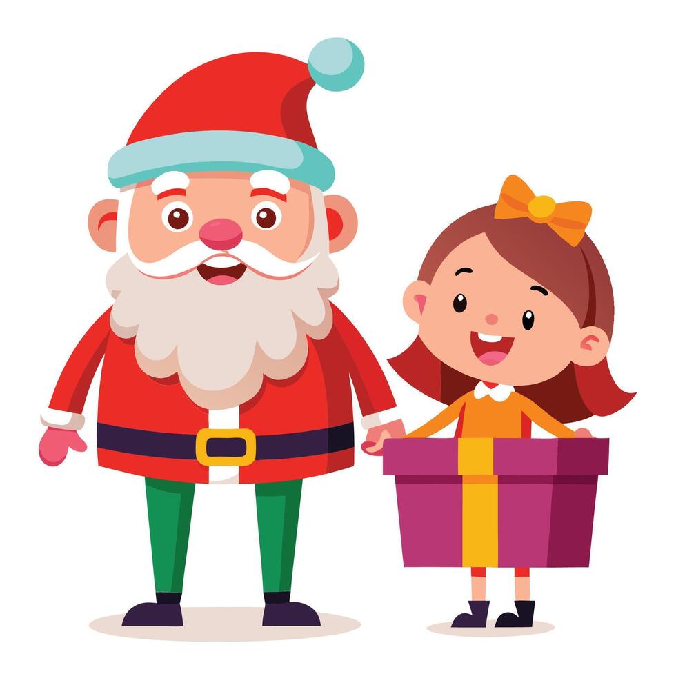 Santa Superman in gift Action vector