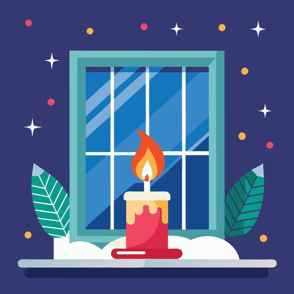 Holiday Vibes by the Window Candle vector