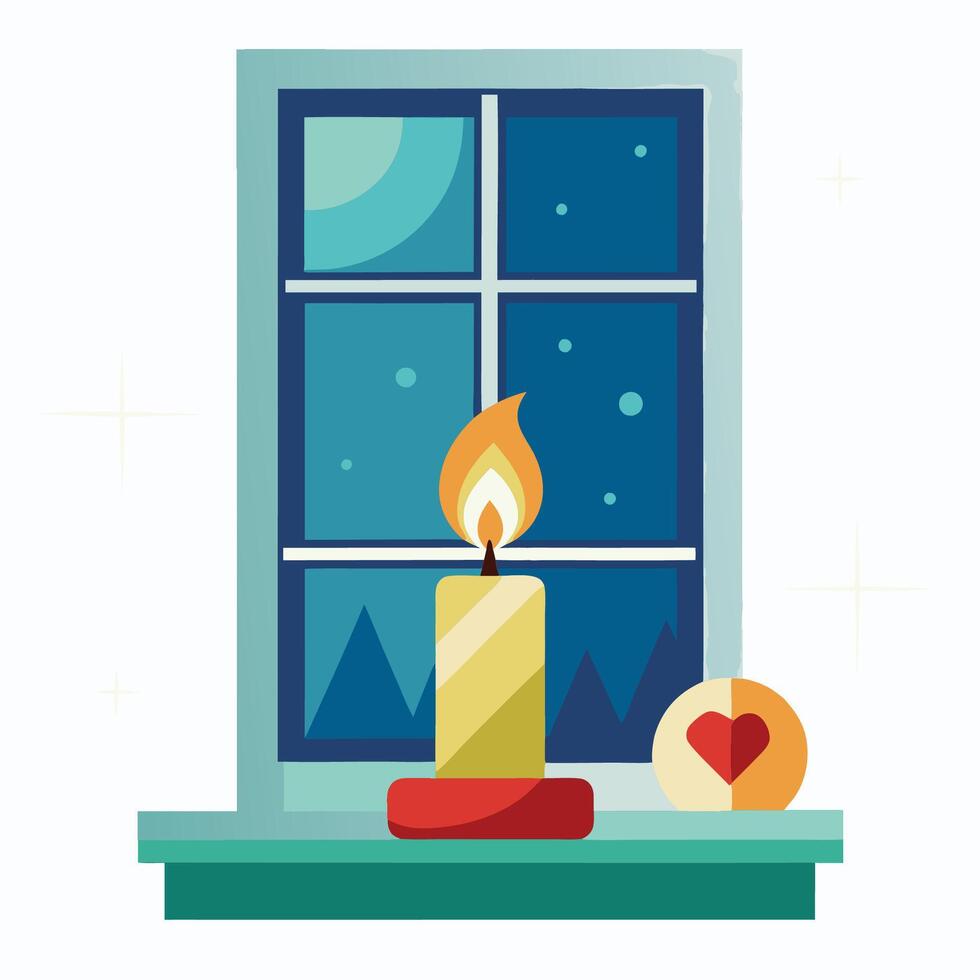 Christmas Candle Display Near the Window vector