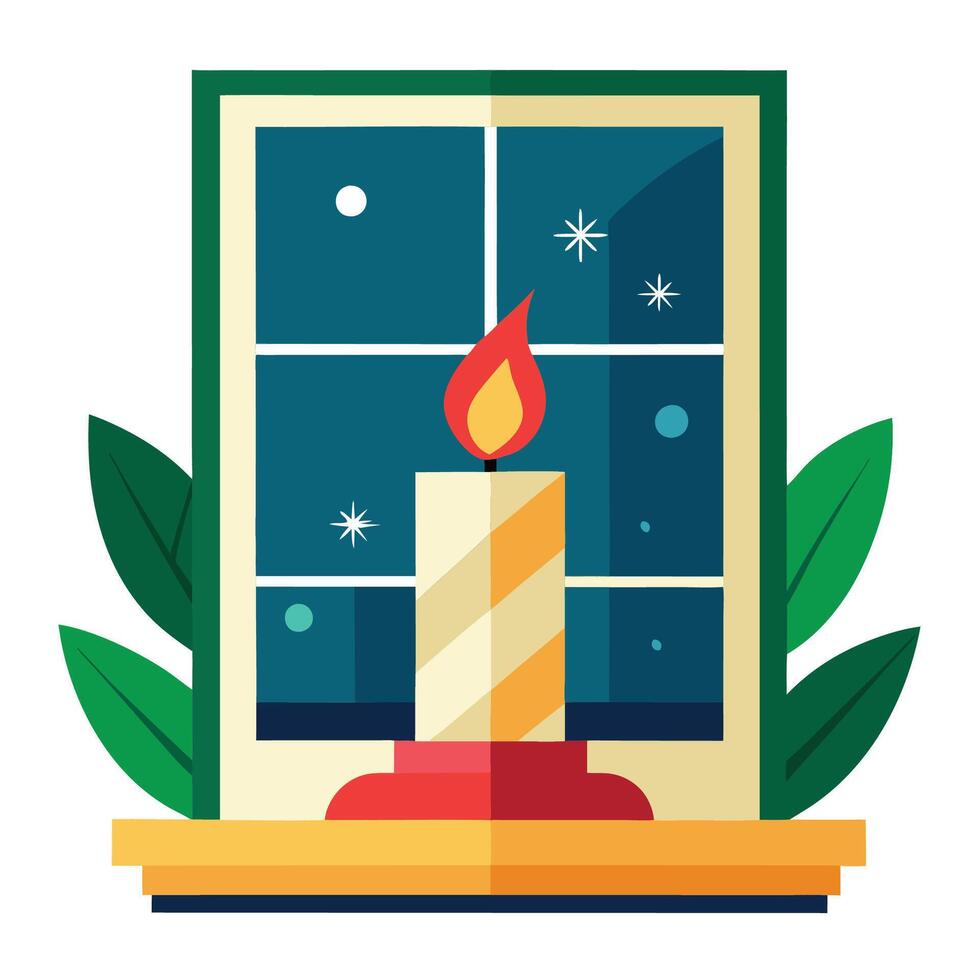 Warm Candlelight for a Christmas Window vector