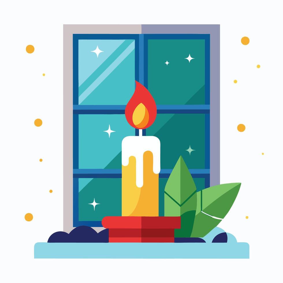Christmas Glow Beside the Window vector