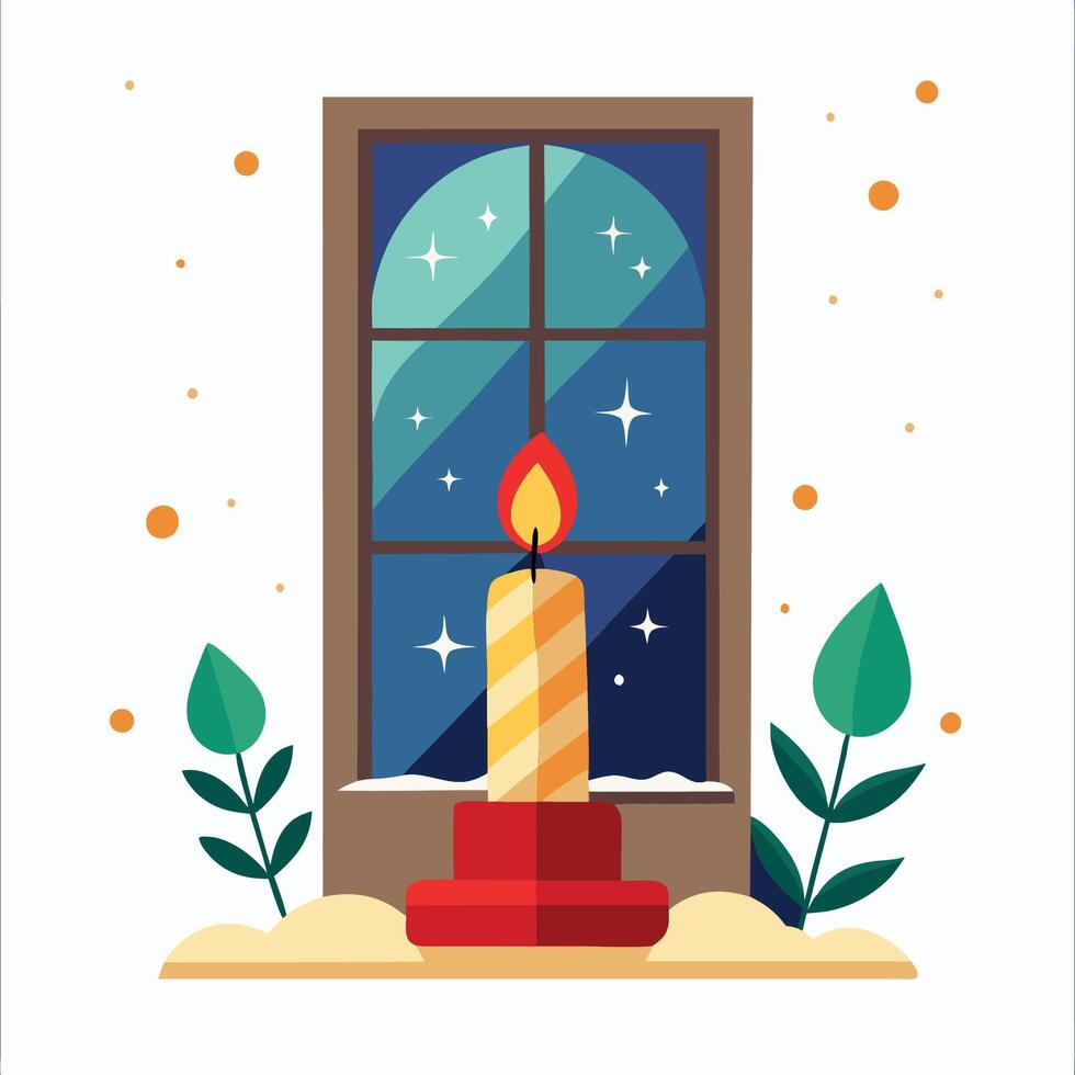 Christmas Candle Scene by the Pane vector