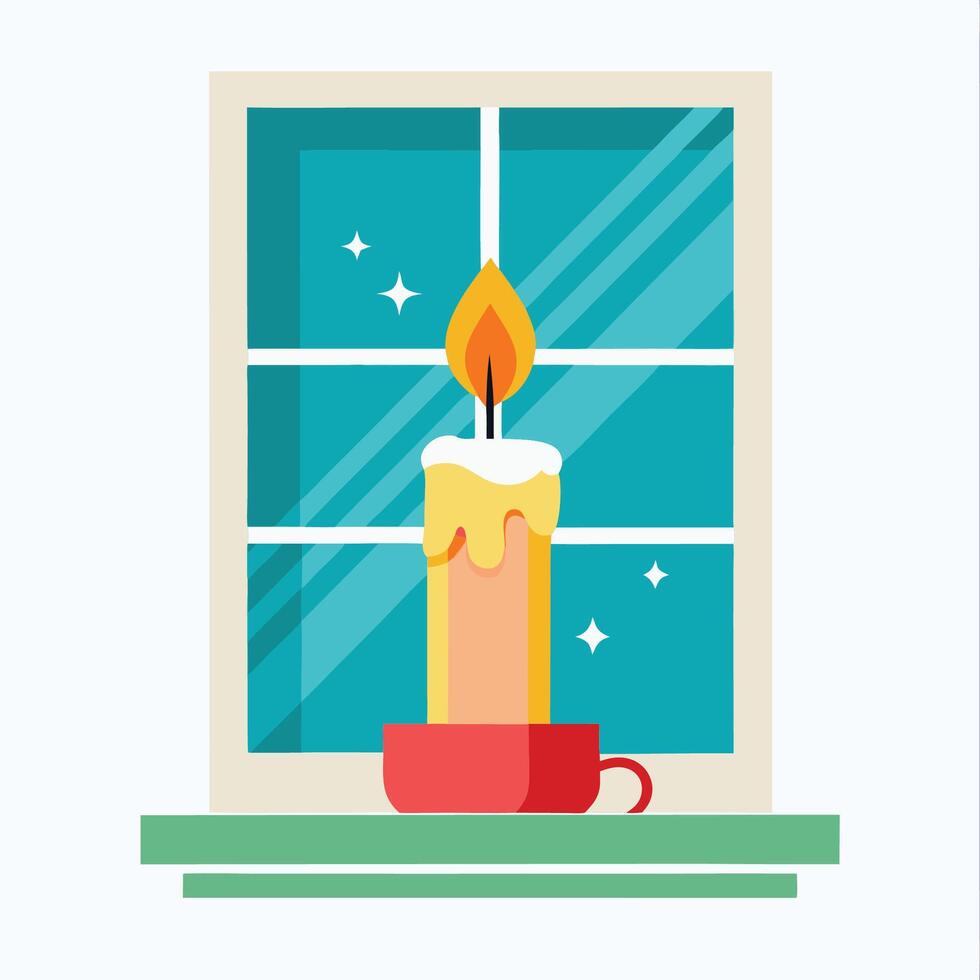 Christmas Candle Scenery by the Window vector